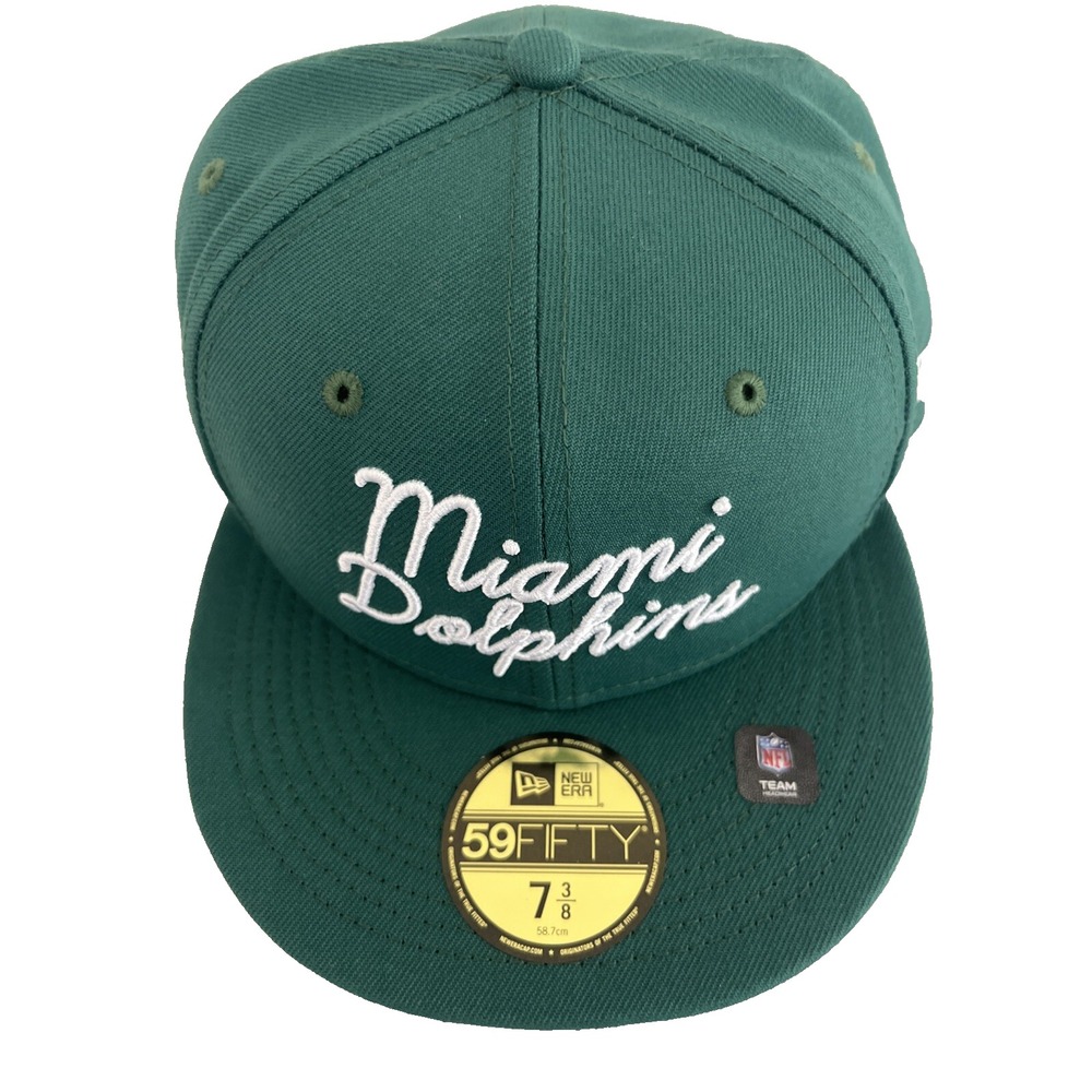 Miami Dolphins‎ Hat Cap Fitted 7 3/8 New Era 59Fifty Green White NFL NWT